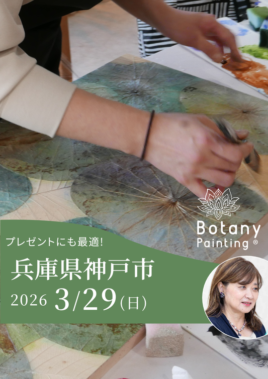 兵庫県 ボタニーペインティングワークショップ 蓮の葉のアート 認定もとれる 大人のアート講座 2026年3月29日（日）
